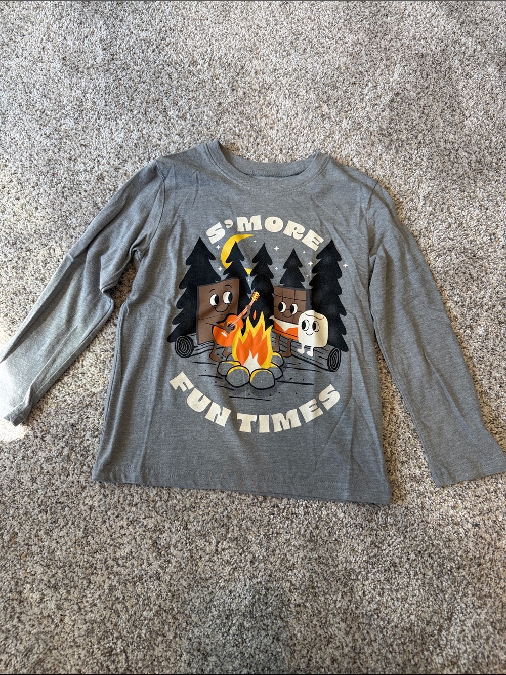 Gray 'S'more Fun Times' Long Sleeve Kids Tee - 5T